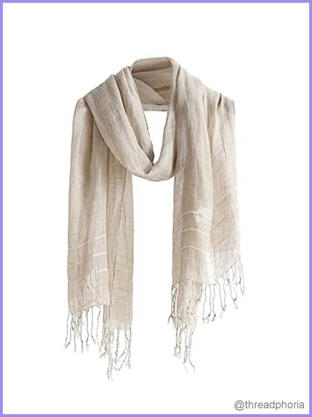 Lightweight 100% Linen Scarf Shawl Wrap with Fringe for Men and Women